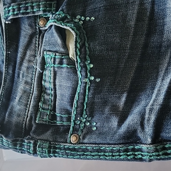 Cowgirl tuff emerald rhinestones jean - Picture 7 of 8